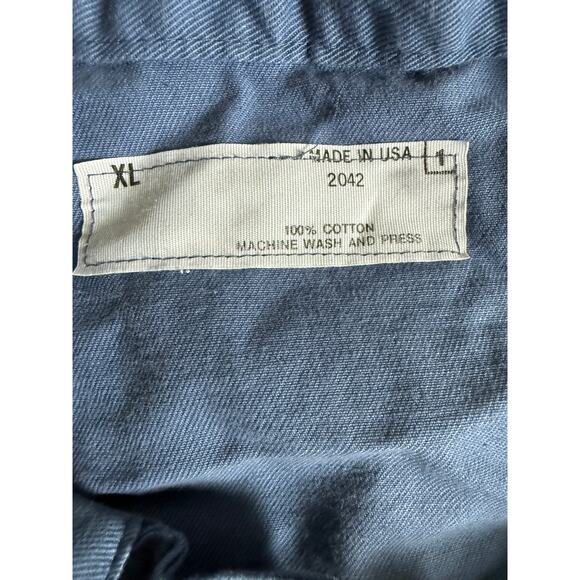 Men’s XL 100% Cotton USA Made Blue Coveralls 32″ Inseam, Velcro Front, Workwear - Picture 3 of 4